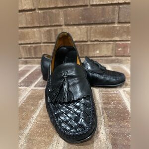 COLE HAAN Resort Black Woven Leather Tassel Loafers Men's Size 9